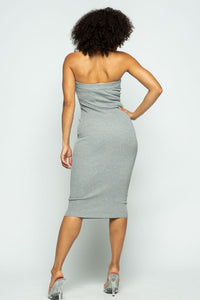 Basic Tube Knit Dress Midi Length - H.Grey - SohoGirl.com