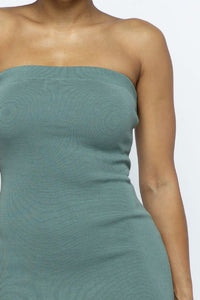 Basic Tube Knit Dress Midi Length - Sage - SohoGirl.com