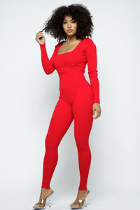 Lslv Jumpsuit With Binding Detail - Red - SohoGirl.com