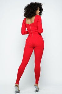 Lslv Jumpsuit With Binding Detail - Red - SohoGirl.com