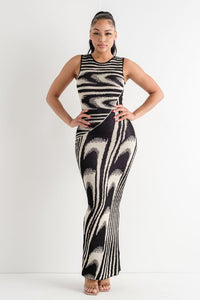 Wave Jacquard Sleeveless Maxi Dress - SohoGirl.com