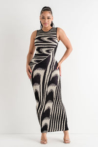 Wave Jacquard Sleeveless Maxi Dress - SohoGirl.com