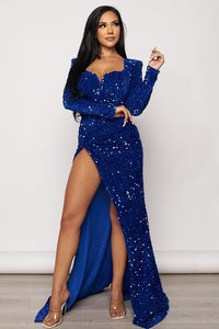 Midnight Sequin Maxi Dress - Royal Blue - SohoGirl.com