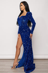 Midnight Sequin Maxi Dress - Royal Blue - SohoGirl.com