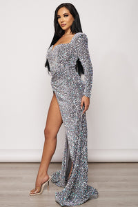 Midnight Sequin Maxi Dress - Silver - SohoGirl.com
