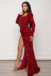 Midnight Sequin Maxi Dress - Red - SohoGirl.com