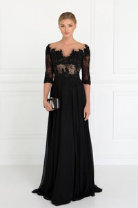 Elizabeth K GL1528 Lace and Jewels Dress in Black - SohoGirl.com