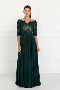 Elizabeth K GL1528 Lace and Jewels Dress in Green - SohoGirl.com