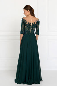 Elizabeth K GL1528 Lace and Jewels Dress in Green - SohoGirl.com