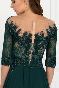 Elizabeth K GL1528 Lace and Jewels Dress in Green - SohoGirl.com