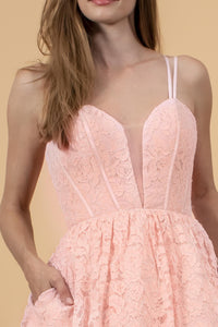 Elizabeth K GS1602 Scalloped Hem Lace Dress - Blush - SohoGirl.com