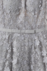 Elizabeth K GS1604 3D Floral Applique Lace Short Dress - Gray - SohoGirl.com