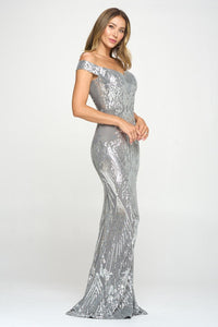 RICARICA OFF THE SHOULDER IN A FIT FLARE STYLE WITH SWEETHEART NECKLINE-SILVER - SILVER - SohoGirl.com