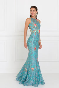 Elizabeth K GL1504 Floral Embroidered Dress in Turquoise - SohoGirl.com