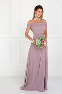 Elizabeth K GL1522 Ruched A-Line Dress in Mauve - SohoGirl.com