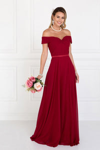 Elizabeth K GL1523 Ruched Sweetheart Dress in Burgundy - SohoGirl.com