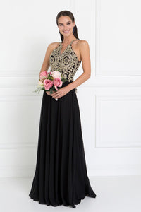 Elizabeth K GL1526 Accented Embroidered Dress in Black - SohoGirl.com