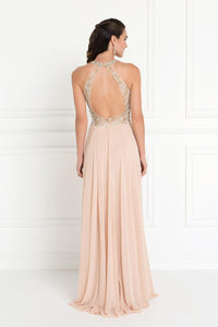 Elizabeth K GL1564 Chiffon A-line Dress in Champagne - SohoGirl.com