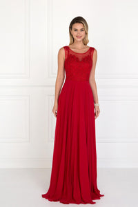 Elizabeth K GL1569 Chiffon Embroidered Dress in Red - SohoGirl.com