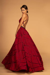 Elizabeth K GL2502 Jacquard Dress - Burgundy - SohoGirl.com
