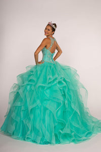 Elizabeth K GL2518 Cut-Out Back Tulle Dress - Tiffany - SohoGirl.com