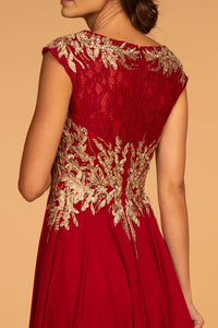 Elizabeth K GL2519 Embroidered Lace Dress in Burgundy - SohoGirl.com