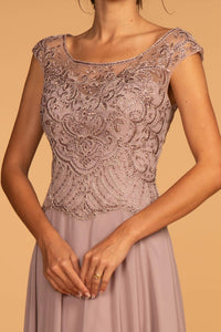 Elizabeth K GL2523 Sweetheart Chiffon Dress in Mauve - SohoGirl.com