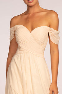 Elizabeth K GL2550 Off the Shoulder Dress - Champagne - SohoGirl.com