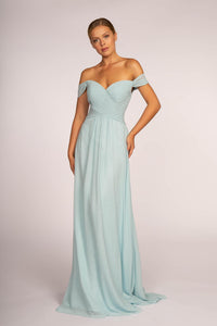 Elizabeth K GL2550 Off the Shoulder Dress - Silvery Blue - SohoGirl.com