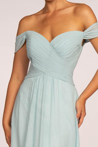 Elizabeth K GL2550 Off the Shoulder Dress - Silvery Blue - SohoGirl.com