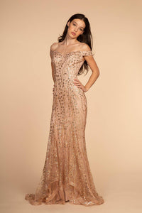 Elizabeth K GL2585 Glitter and Sequin Dress - Rose Gold - SohoGirl.com