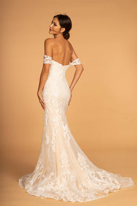 Elizabeth K GL2591 Cut-Away Shoulder Wedding Dress - Ivory-Champagne - SohoGirl.com