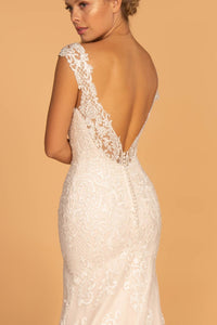 Elizabeth K GL2595 V-Neck Sleeveless Wedding Dress - Ivory-Cream - SohoGirl.com