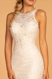 Elizabeth K GL2597 High Neck Wedding Dress - Ivory-Champagne - SohoGirl.com