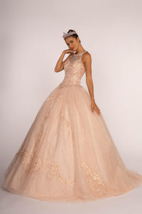 Elizabeth K GL2600 Mesh Illusion Sweetheart Dress - Champagne - SohoGirl.com