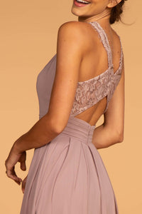 Elizabeth K GL2605 Chiffon Lace Maxi Dress - Mauve - SohoGirl.com