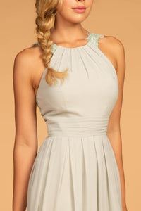 Elizabeth K GL2605 Chiffon Lace Maxi Dress - Sage - SohoGirl.com