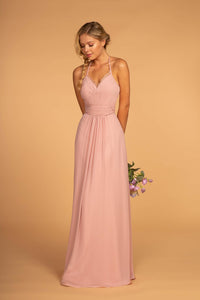 Elizabeth K GL2606 Chiffon Lace Maxi Dress in Dusty Rose - SohoGirl.com