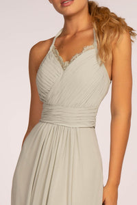 Elizabeth K GL2606 Chiffon Lace Maxi Dress in Sage - SohoGirl.com