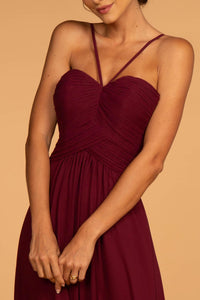 Elizabeth K GL2607 Cut Out Back Dress - Wine - SohoGirl.com