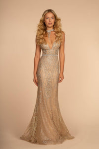 Elizabeth K GL2641 Mesh Beaded Sweetheart Mermaid Dress - Champagne - SohoGirl.com