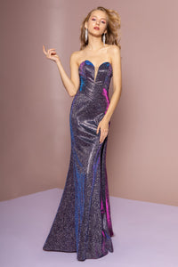Elizabeth K GL2703 Glitter Crepe Sweetheart Dress in Purple - SohoGirl.com