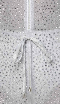 Silver Shimmery Zip-Up Rhinestone Jumpsuit - SohoGirl.com