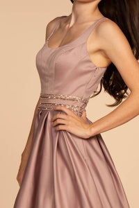 Elizabeth K GL2531 Scoop-Neck Satin Dress in Mauve - SohoGirl.com