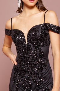 Elizabeth K GL2552 Tulle Sequin Mermaid Dress in Black - SohoGirl.com