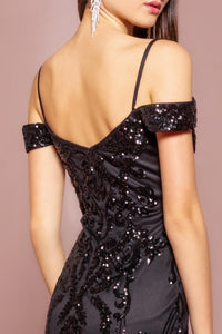 Elizabeth K GL2552 Tulle Sequin Mermaid Dress in Black - SohoGirl.com