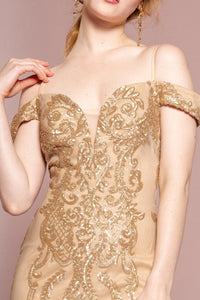 Elizabeth K GL2552 Tulle Sequin Mermaid Dress in Gold - SohoGirl.com