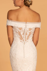 Elizabeth K GL2594 Off the Shoulder Wedding Dress - Ivory-Cream - SohoGirl.com