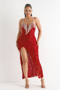 DRIP SEQUINS DRESS - RED - SohoGirl.com