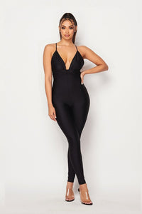 VOTIQUE SEXY FITTED HALTER STYLE JUMPSUIT-BLACK - SohoGirl.com